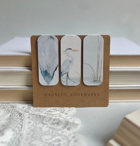 Blue Heron Magnetic Bookmark Set